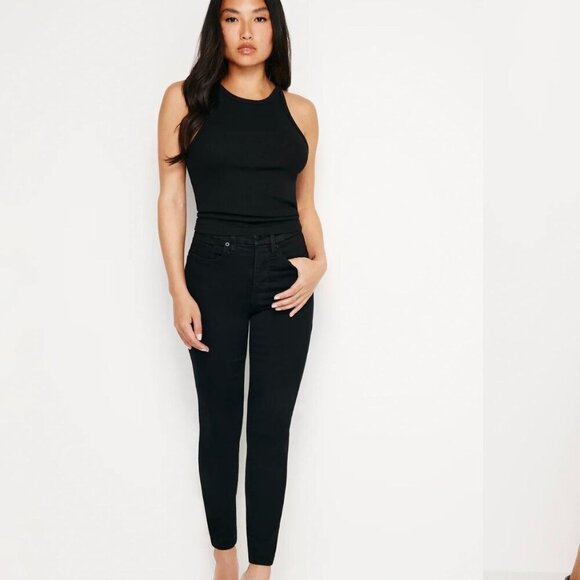 NWT Good American Always Fits Good Petite Skinny in Black - Size 6-12 - Picture 1 of 10